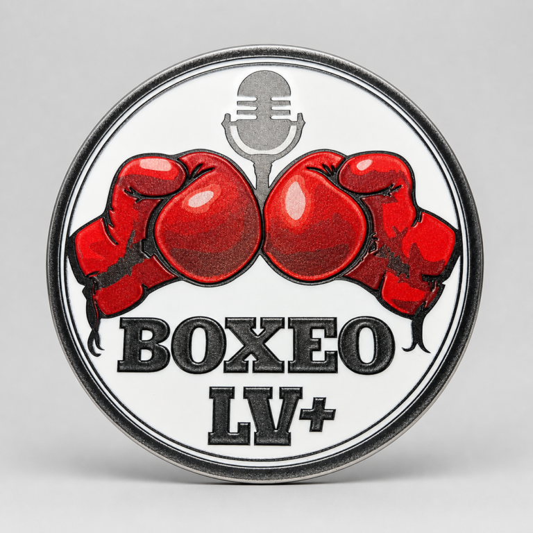 Textured white acrylic panel UV printed with Boxeo LV branding, shown installed