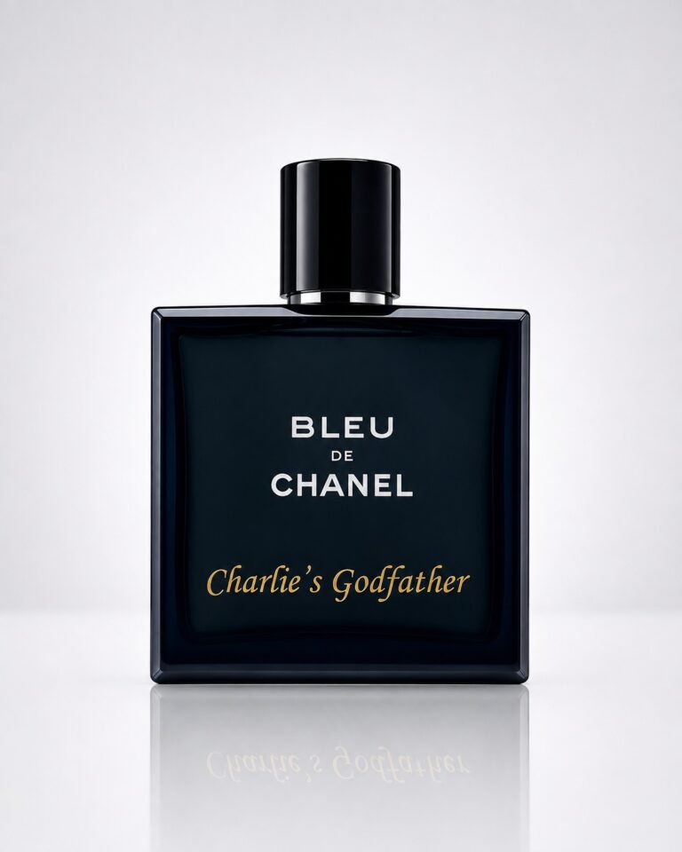 Customer-supplied dark perfume bottle personalized with sandblasting and gold color fill