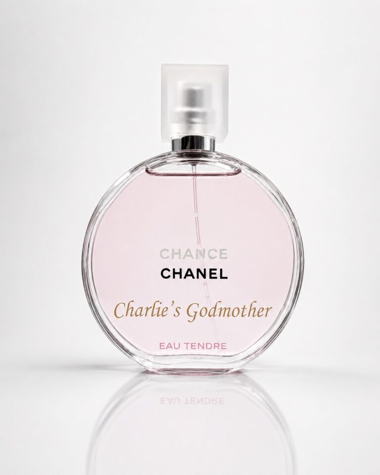 Customer-supplied pink perfume bottle personalized with sandblasting and gold color fill