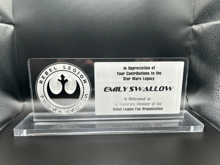 Custom retirement award cut and laser engraved from thick clear acrylic