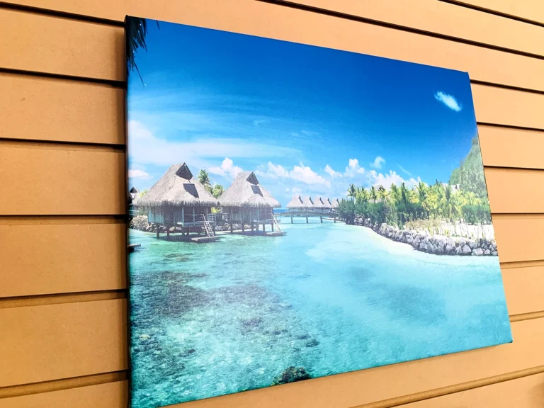 Tropical artwork printed on canvas and mounted in a frame