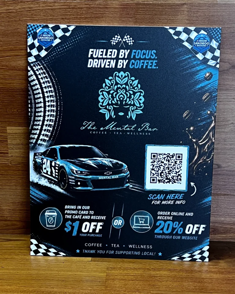 The Mental Bar race-day promotional poster printed in house